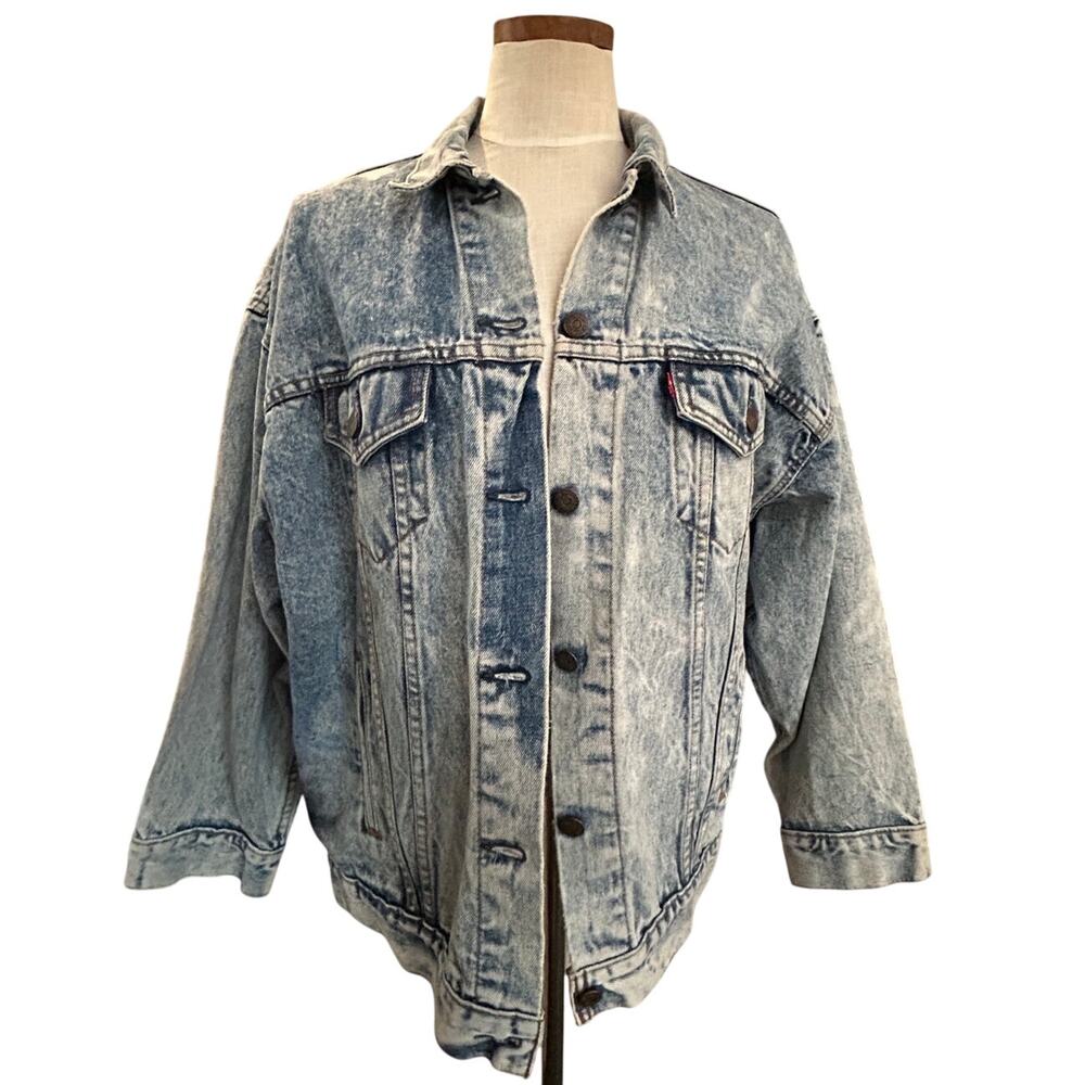 Vintage Levi's Acid Wash Painted Denim Jacket SIZE L Shangri-La Art Unique Fall